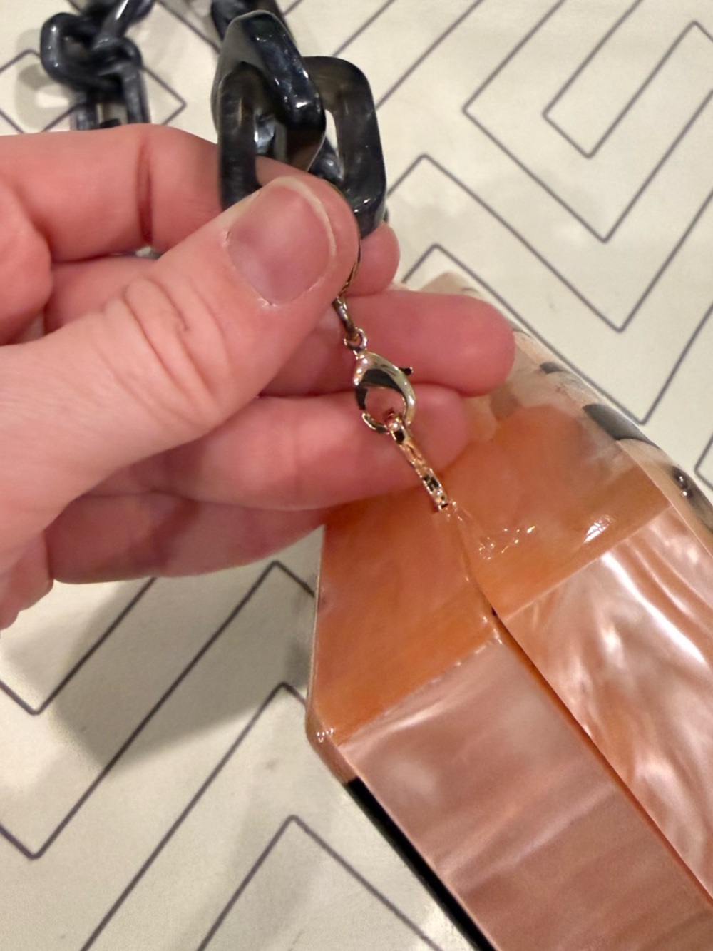 Tuckernuck Pink Leopard Acrylic Purse and Chain Acrylic Strap - Picture 6 of 12